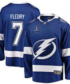 Haydn Fleury 7 Tampa Bay Lightning Stanley Cup 2023 Playoffs Patch Home Breakaway Men Jersey - Blue