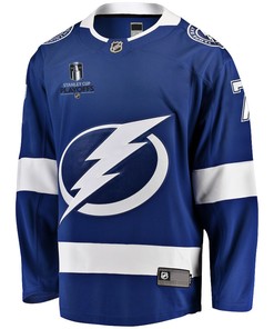 Haydn Fleury 7 Tampa Bay Lightning Stanley Cup 2023 Playoffs Patch Home Breakaway Men Jersey - Blue