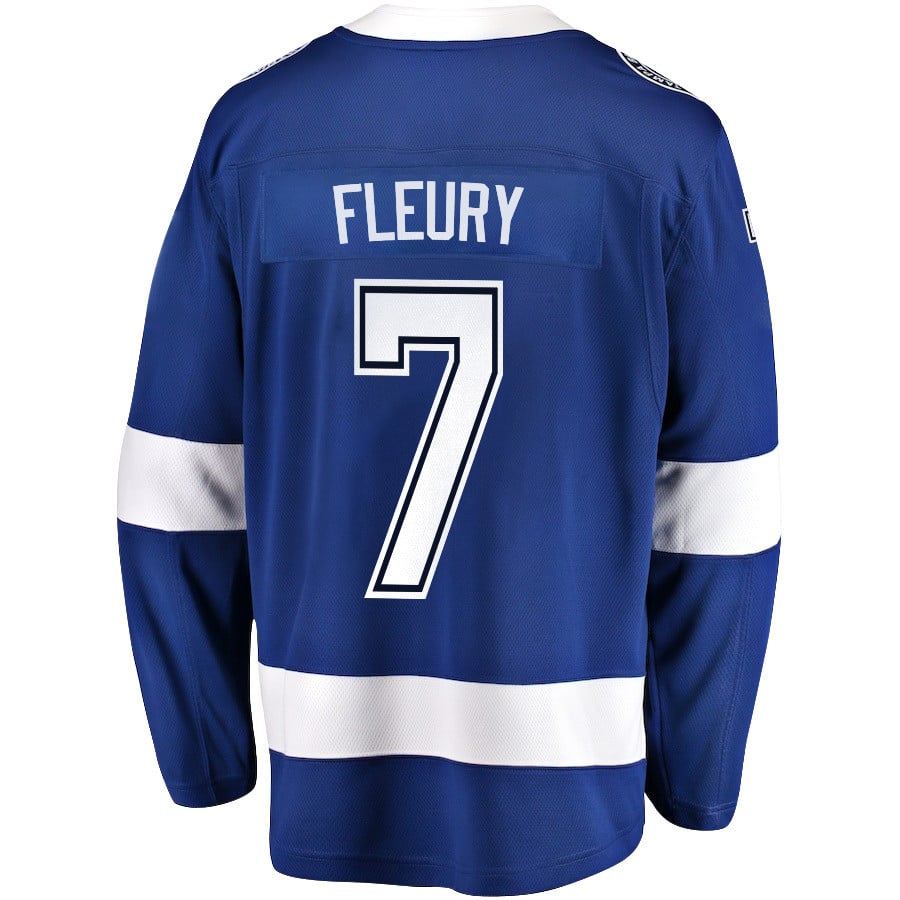 Haydn Fleury 7 Tampa Bay Lightning Stanley Cup 2023 Playoffs Patch Home Breakaway Men Jersey - Blue