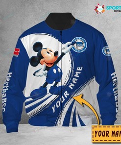 Hertha BSC Custom Name Mickey Mouse Bomber Jacket