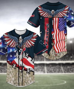 Houston Texans US Flag with Eagle Baseball Jersey Shirt