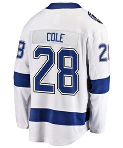 Ian Cole 28 Tampa Bay Lightning Stanley Cup 2023 Playoffs Patch Away Breakaway Men Jersey - White