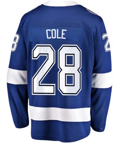 Ian Cole 28 Tampa Bay Lightning Stanley Cup 2023 Playoffs Patch Home Breakaway Men Jersey - Blue