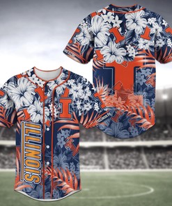 Illinois Fighting Illini NCAA Baseball Jersey Shirt Flower