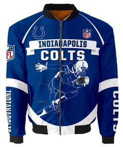 Indianapolis Colts Bomber Jacket Graphic Player Running