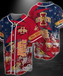 Iowa State Cyclones NCAA Baseball Jersey Shirt US Flag
