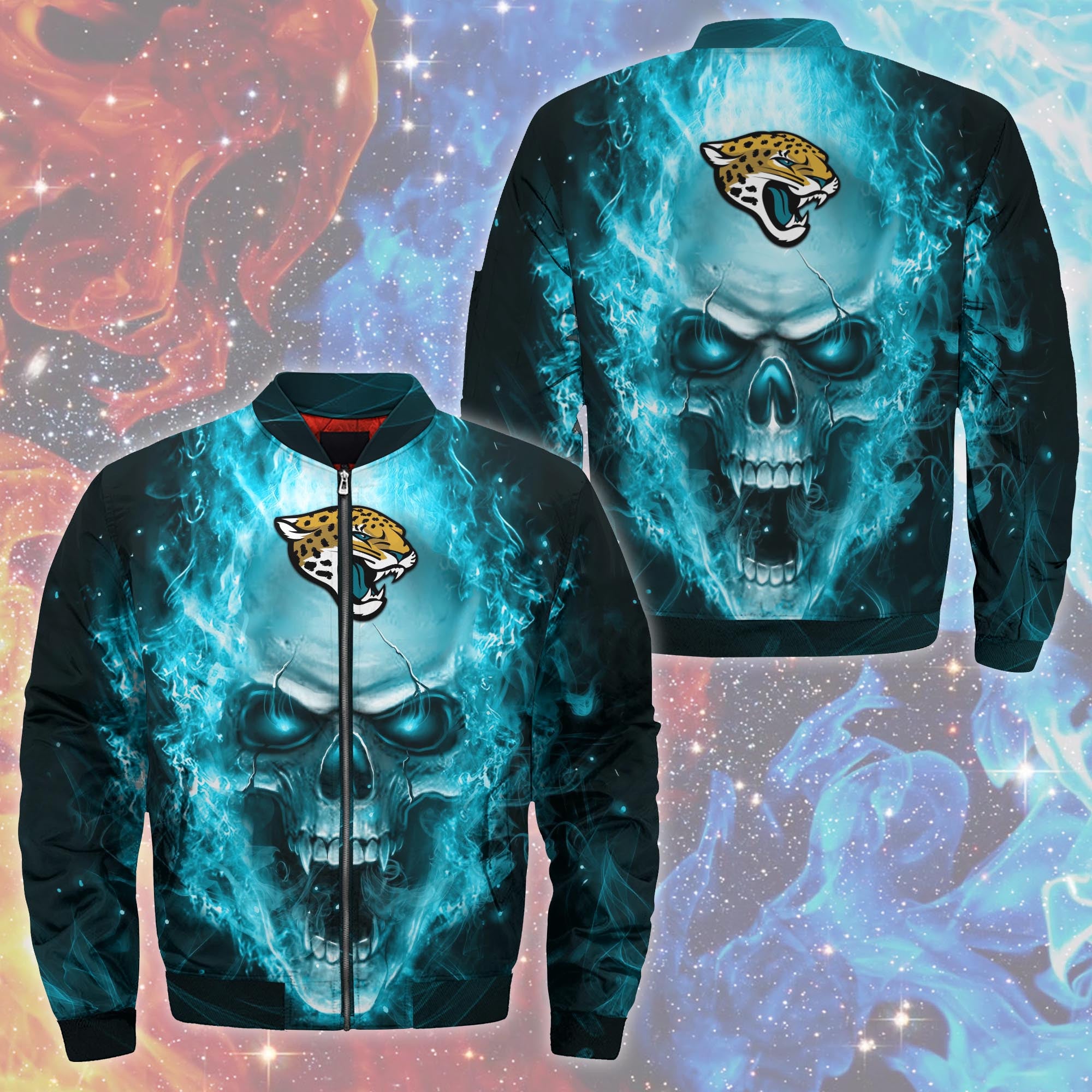 Jacksonville Jaguars Jacket Mens Skull Graphic