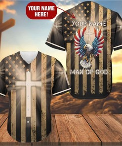 Jesus Man Of God Eagle Custom Personalized Name Baseball Jersey