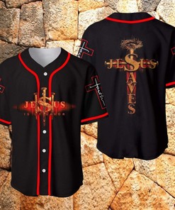 Jesus Saves My Life Black Red Personalized 3d Baseball Jersey