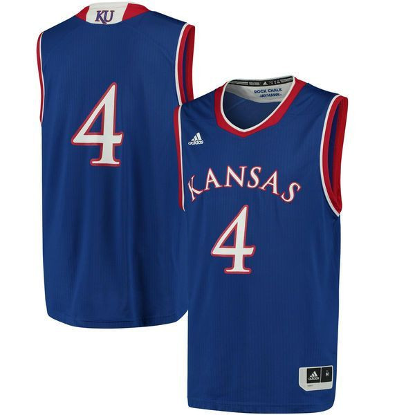 Kansas Jayhawks #4 Royal Blue Basketball Jersey