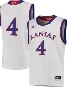 Kansas Jayhawks #4 White Basketball Jersey