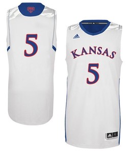 Kansas Jayhawks #5 White Basketball Jersey
