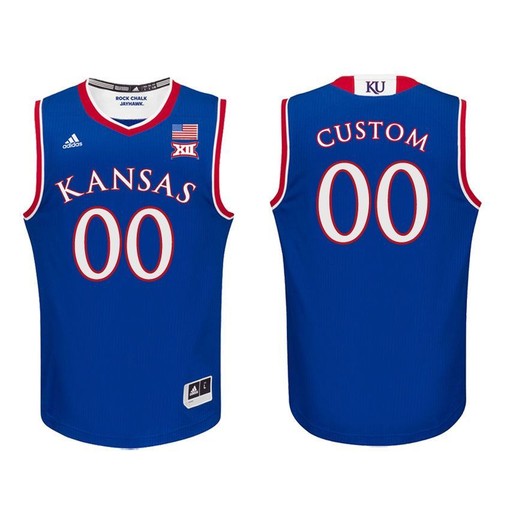 Kansas Jayhawks Royal Custom Basketball Jersey