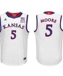 Kansas Jayhawks White Charlie Moore Basketball Jersey