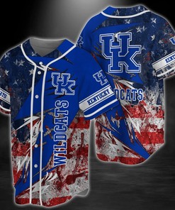 Kentucky Wildcats NCAA Baseball Jersey Shirt US Flag