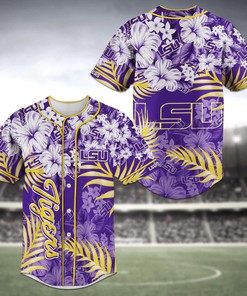 LSU TIGERS NCAA Baseball Jersey Shirt Flower
