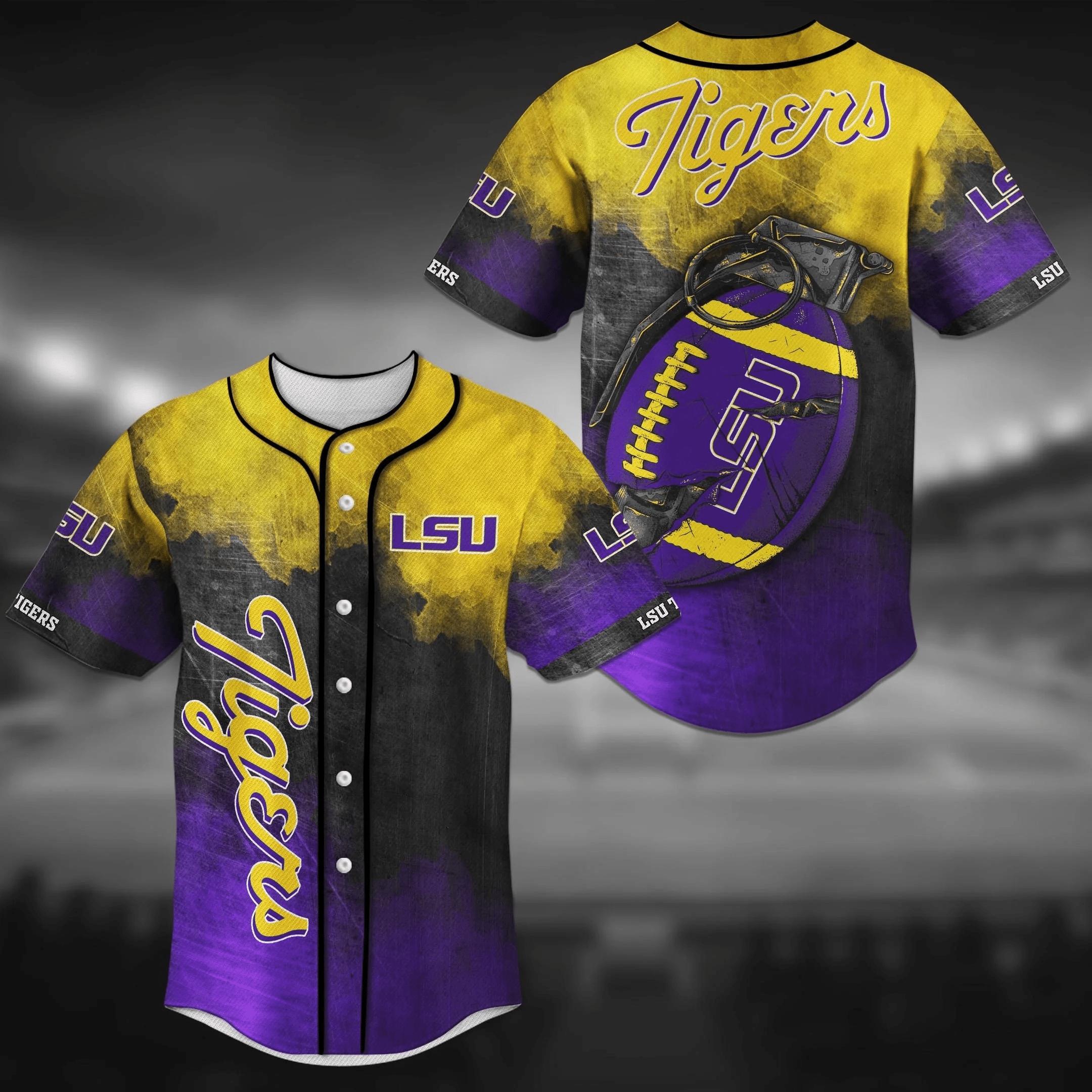 LSU TIGERS NCAA Baseball Jersey Shirt Grenade