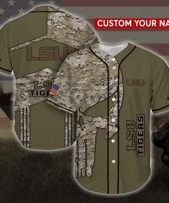 LSU TIGERS Personalized Baseball Jersey Shirt Camo