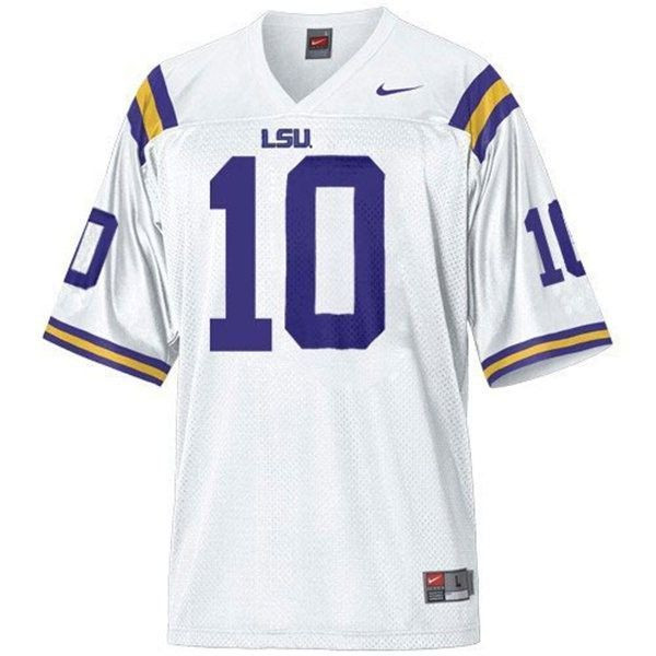 LSU Tigers #10 Joseph Addai White Football Jersey