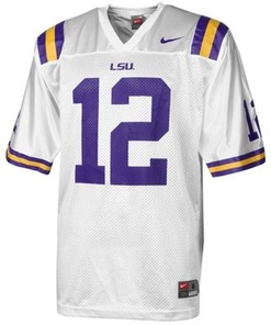 LSU Tigers #12 Jarrett Lee White Football Jersey