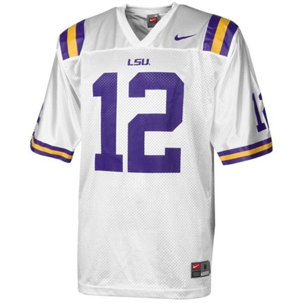 LSU Tigers #12 Jarrett Lee White Football Jersey