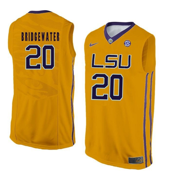 LSU Tigers Gold Brian Bridgewater NCAA Basketball Jersey