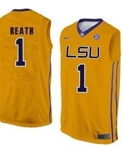 LSU Tigers Gold Duop Reath NCAA Basketball Jersey
