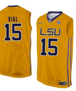 LSU Tigers Gold Reed Vial NCAA Basketball Jersey