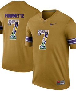 LSU Tigers Leonard Fournette Gold Printing Player Portrait Football Jersey
