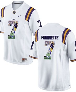 LSU Tigers Leonard Fournette White Printing Player Portrait Football Jersey