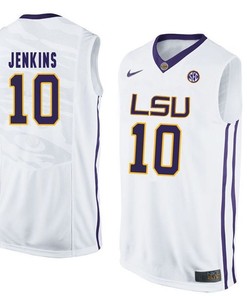LSU Tigers White Branden Jenkins NCAA Basketball Jersey