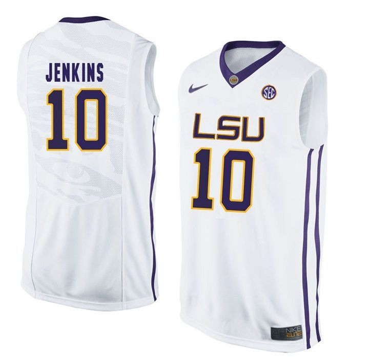 LSU Tigers White Branden Jenkins NCAA Basketball Jersey