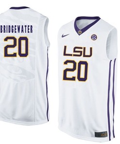 LSU Tigers White Brian Bridgewater NCAA Basketball Jersey