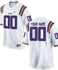 LSU Tigers White Customized Football Jersey