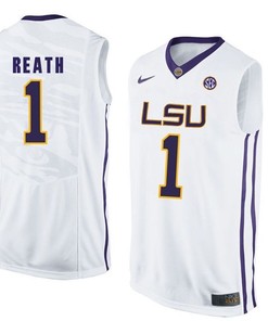 LSU Tigers White Duop Reath NCAA Basketball Jersey