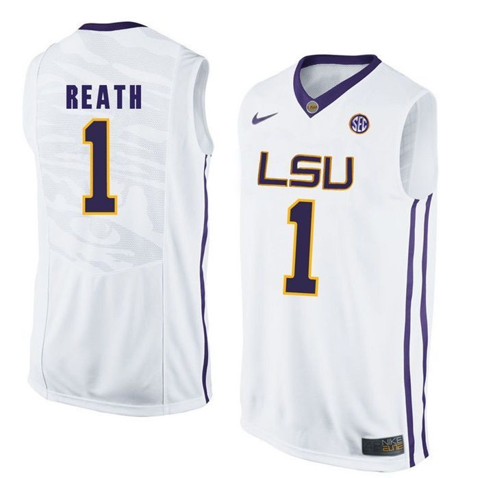LSU Tigers White Duop Reath NCAA Basketball Jersey