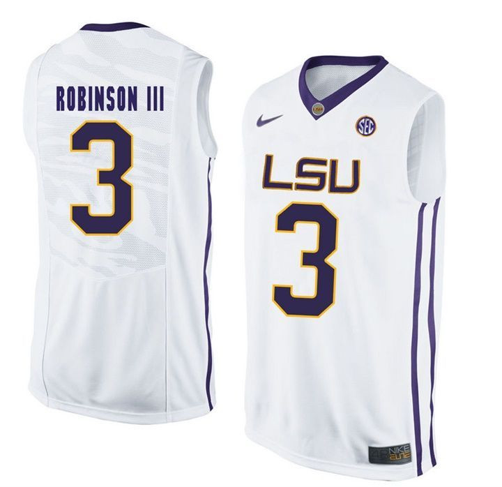 LSU Tigers White Elbert Robinson III NCAA Basketball Jersey