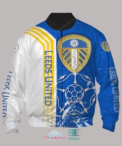 Leeds United Blue With Yellow Stripes Bomber Jacket