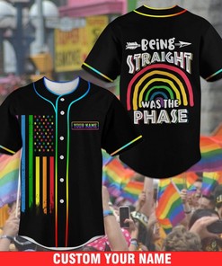 Lgbt Being Straight Was A Phase Custom Personalized Name Baseball Jersey