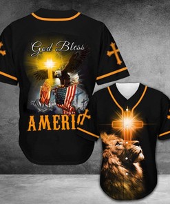 Lion Eagle Patriot God Bless America Personalized 3d Baseball Jersey kv