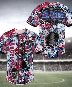 Los Angeles Angels MLB Baseball Jersey Shirt Skeleton