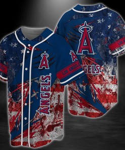 Los Angeles Angels MLB Baseball Jersey Shirt US Flag