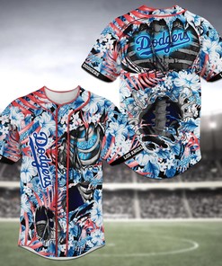 Los Angeles Dodgers MLB Baseball Jersey Shirt Skeleton