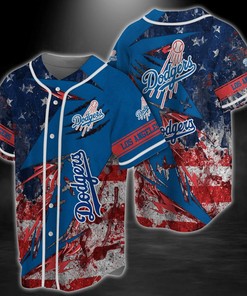 Los Angeles Dodgers MLB Baseball Jersey Shirt US Flag