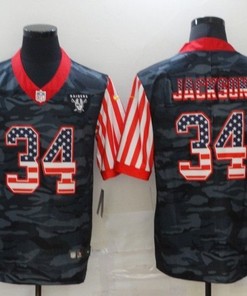 Los Angeles Raiders Bo Jackson #34 Nfl 2020 American Flag Camo Jersey