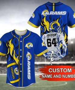 Los Angeles Rams NFL Personalized Custom Name Baseball Jersey Shirt