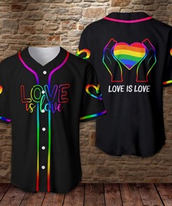 Love Is Love Lgbt Rainbow Neon Light Personalized 3d Baseball Jersey