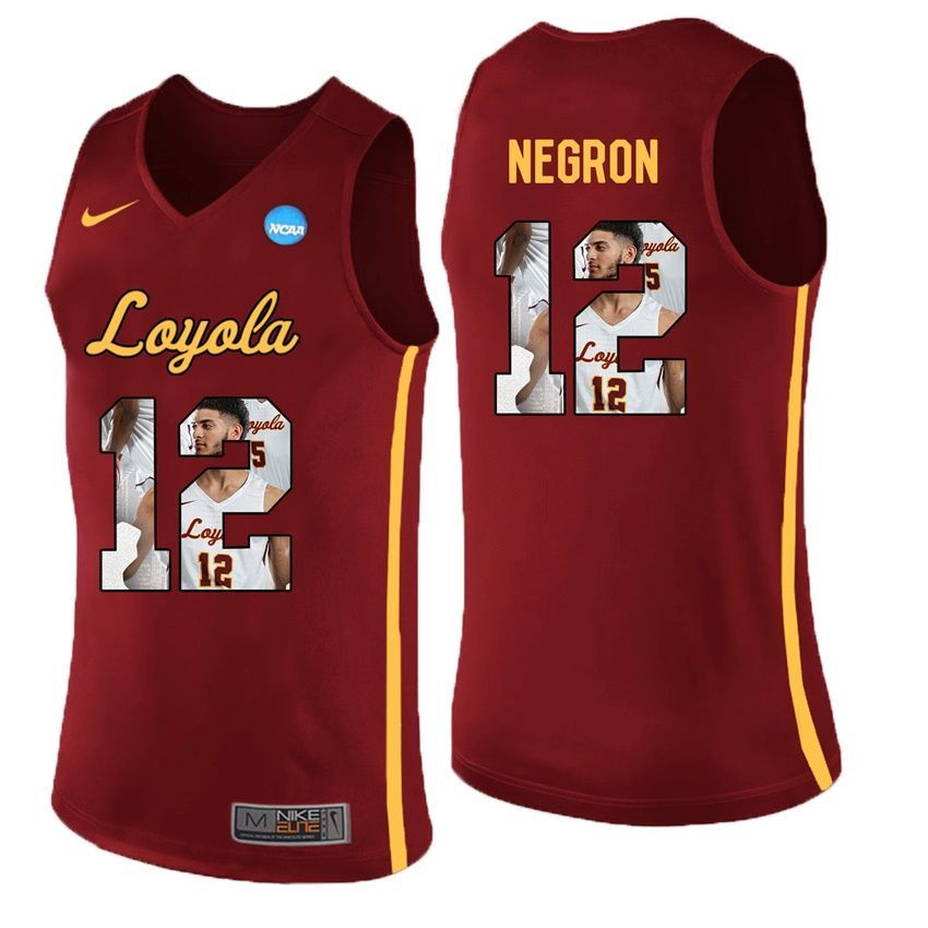 Loyola Ramblers Maroon Christian Negron College Basketball Portrait Jersey