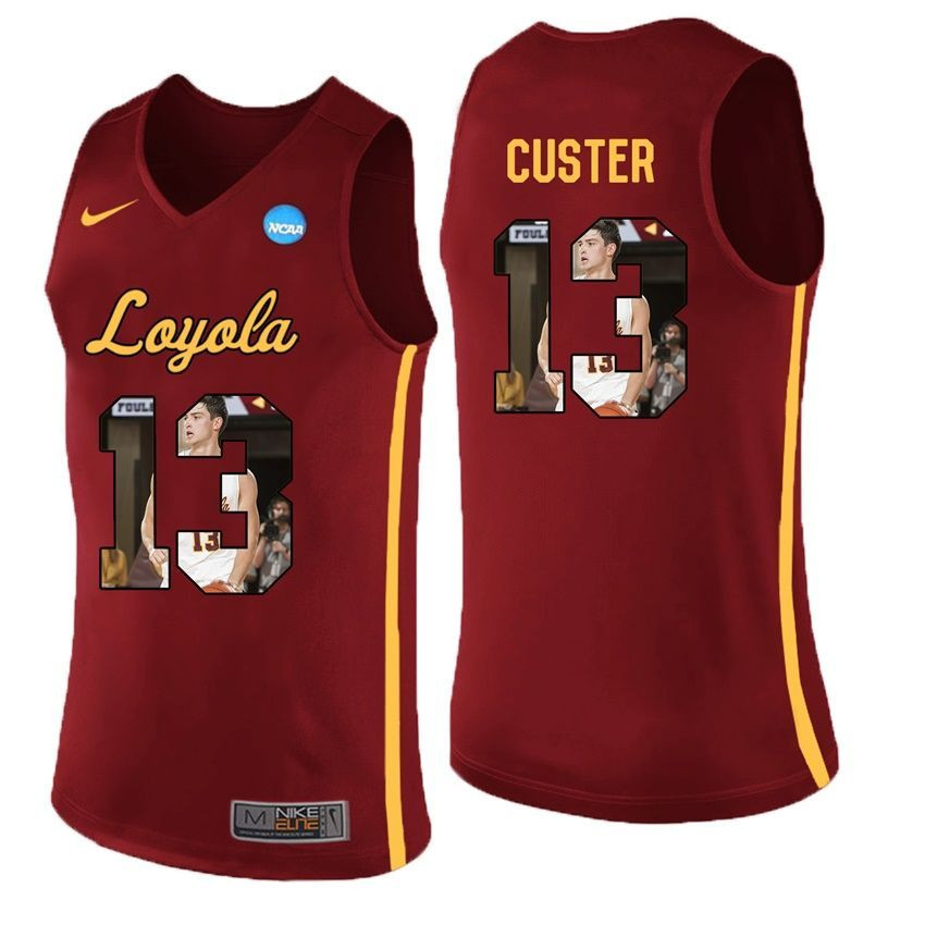 Loyola Ramblers Maroon Clayton Custer College Basketball Portrait Jersey