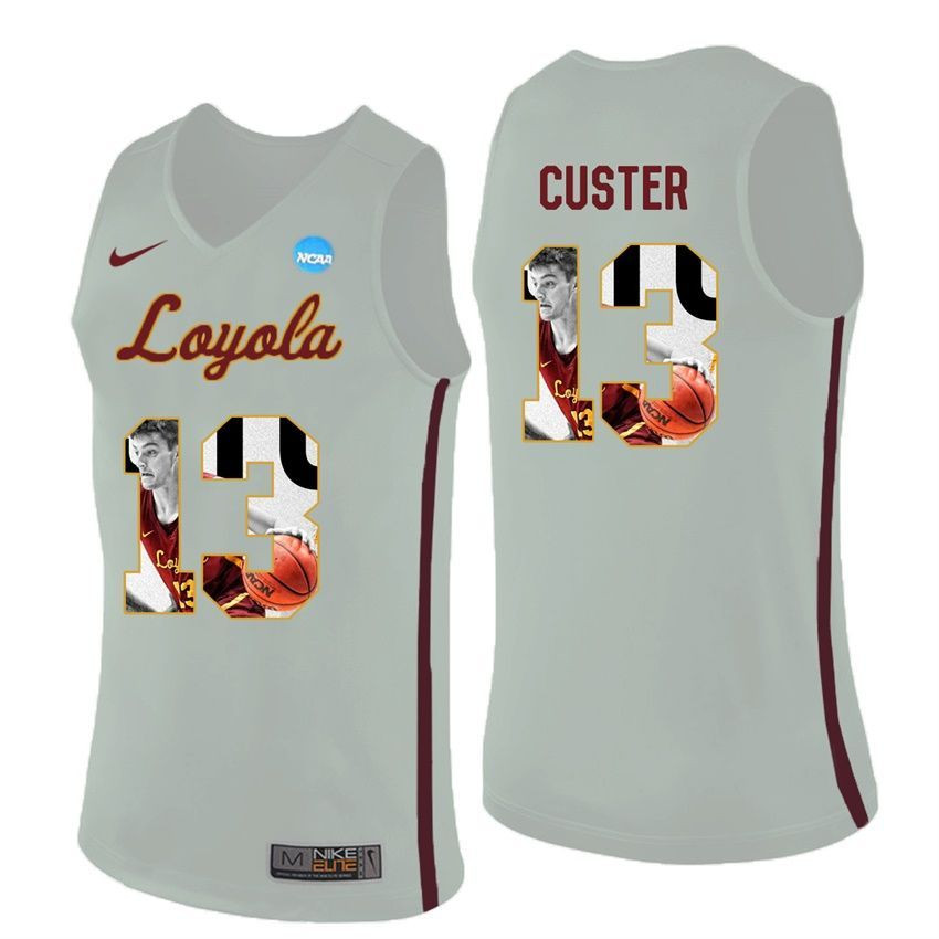 Loyola Ramblers White Clayton Custer College Basketball Portrait Jersey